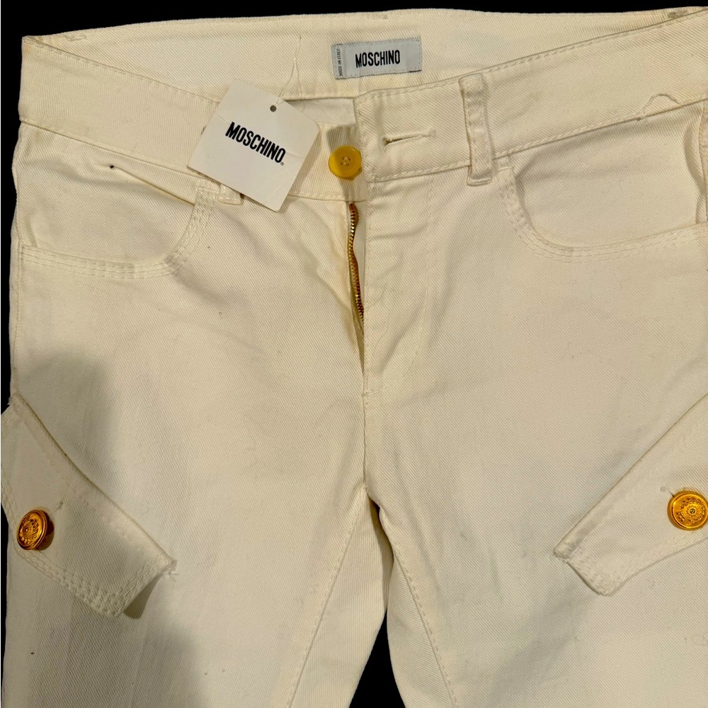 White never worn designer Moschino jeans.